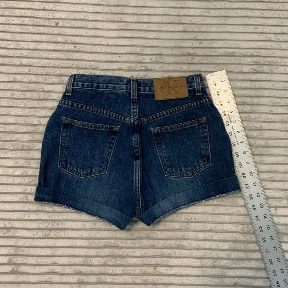 Vintage Calvin Klein CK Jean Shorts Size 4 Dark Wash Easy Fit High Rise Denim - Picture 6 of 10
